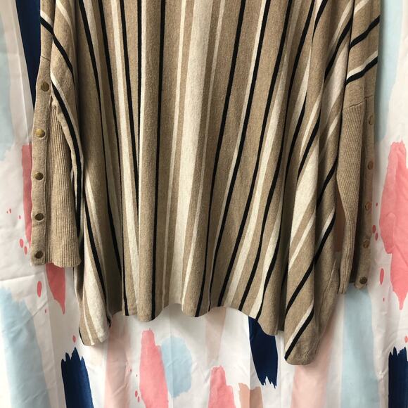 RXB Black Cream Tan Striped Oversized Sweater Size XL - Picture 4 of 16